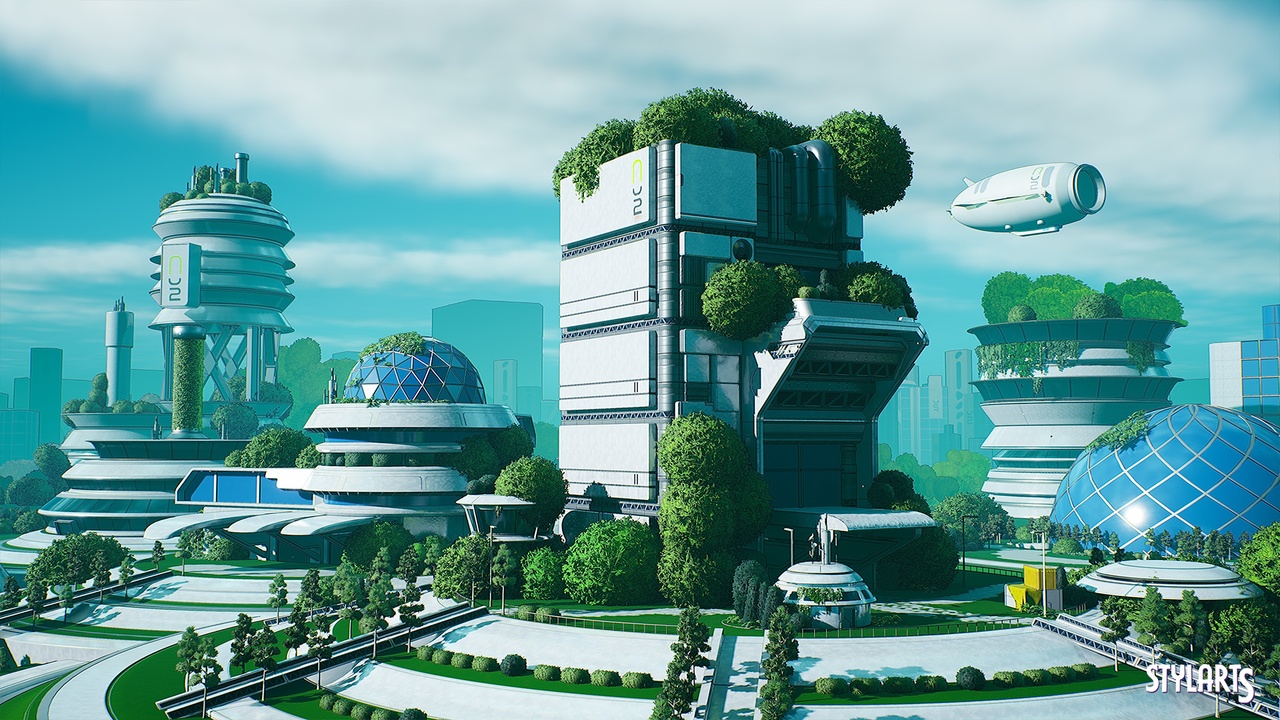 Media 1 for listing Stylized Solarpunk City ( Stylized Solar City Solarpunk City Solar 3D Stylised )