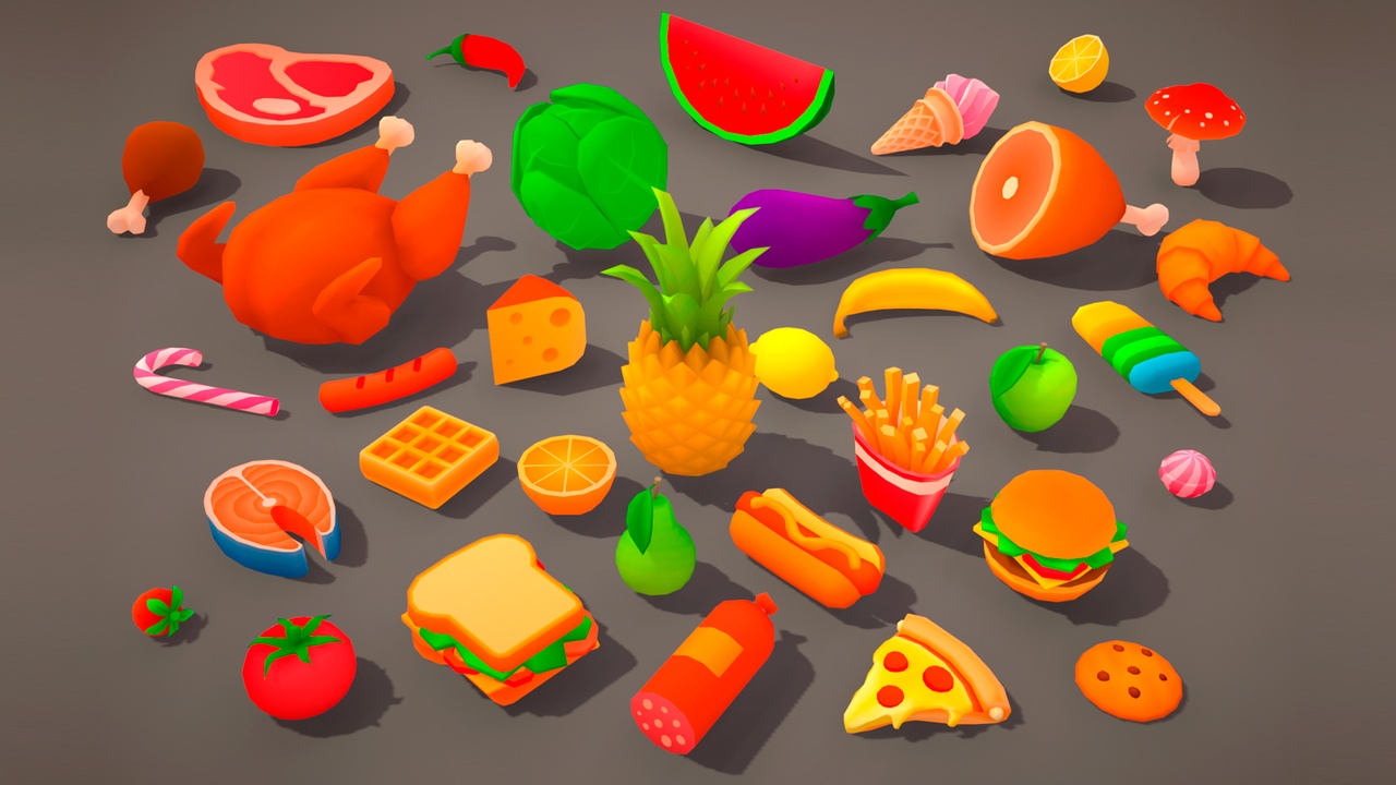 Media 1 for listing Food - Lowpoly Big Pack