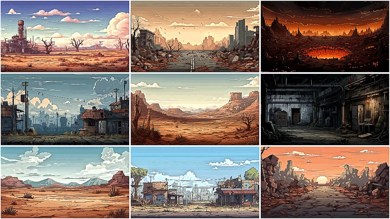 Media 1 for listing BACKGROUND - Pixel Post Apocalyptic 2