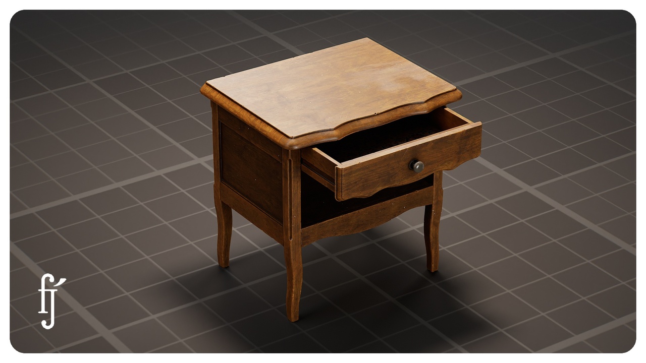 Media 1 for listing Vintage Wooden Nightstand - Bedside Table with Drawer