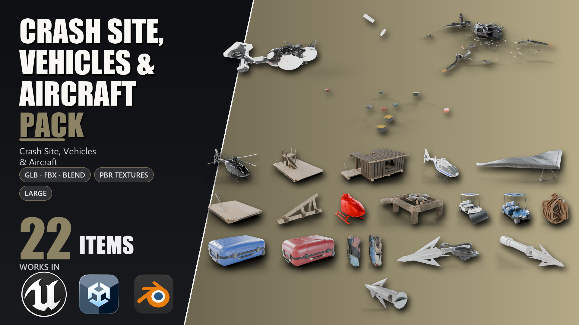 Library Accident Crash Site, Vehicles & Aircraft Pack - Large | Fab