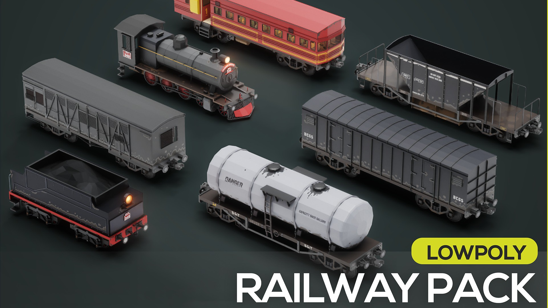 Lowpoly Railway Pack | Fab