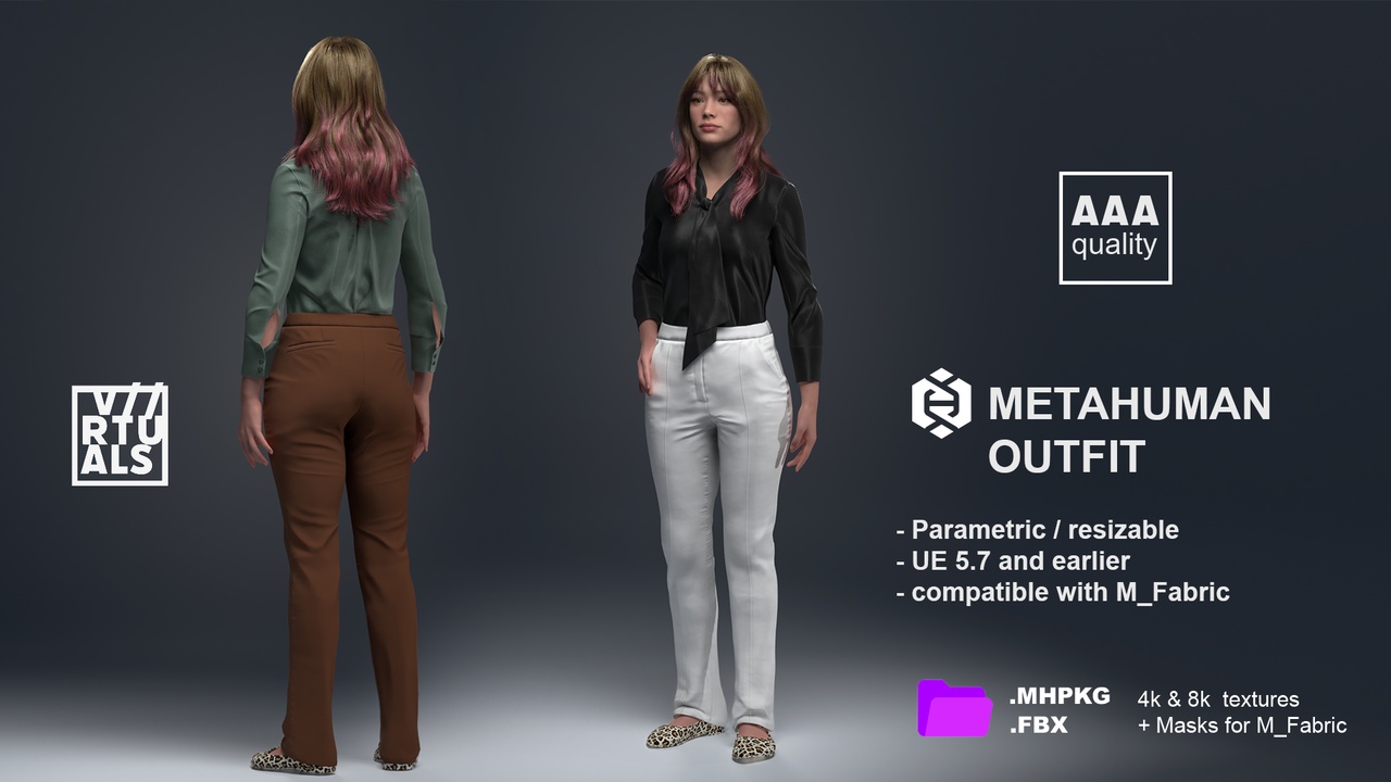 Media 1 for listing Office-Chic Outfit - Parametric Clothing Set for MetaHumans + FBX