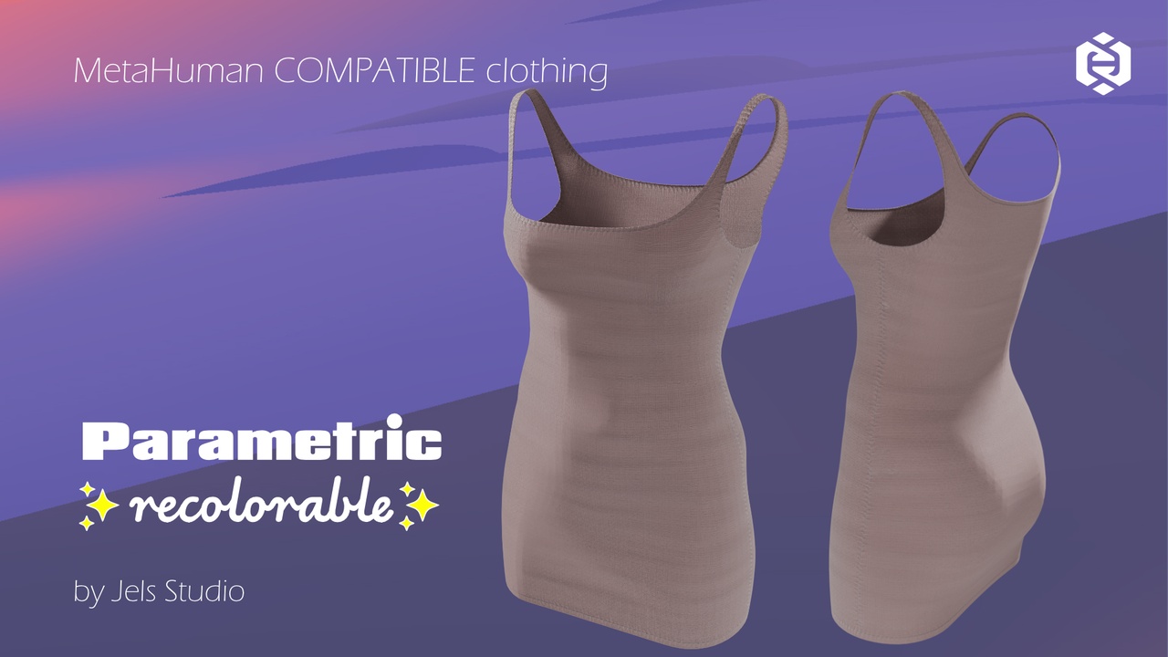 Media 1 for listing Mini dress - parametric - recolorable - Metahuman compatible clothing