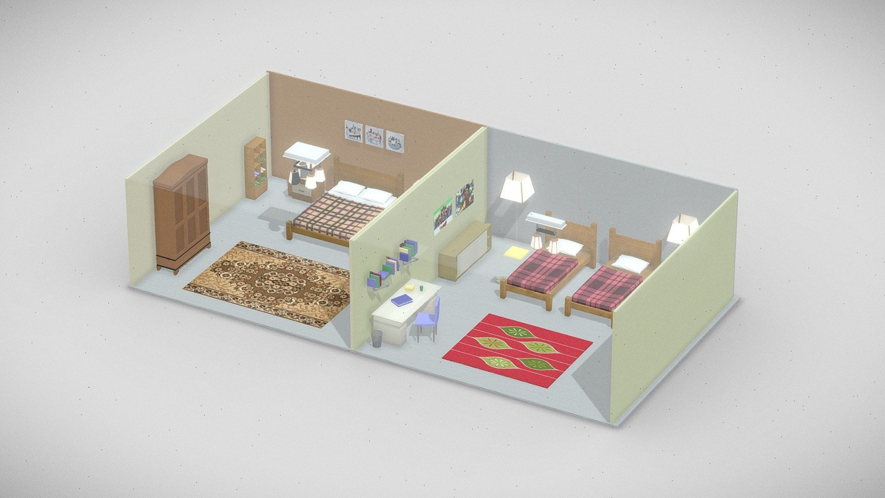 Media 1 for listing Lowpoly Residential Rooms