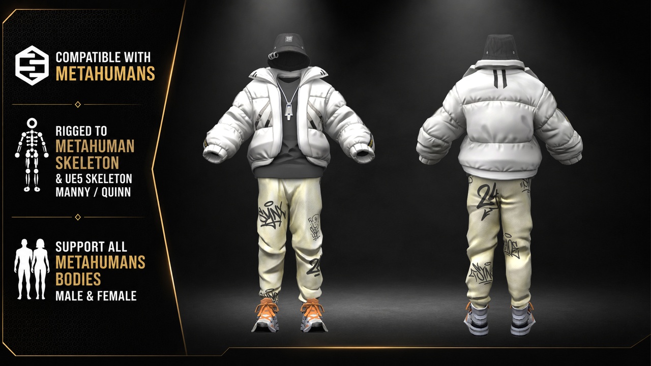 Media 1 for listing MetaHuman Streetwear Outfit-MHPKG