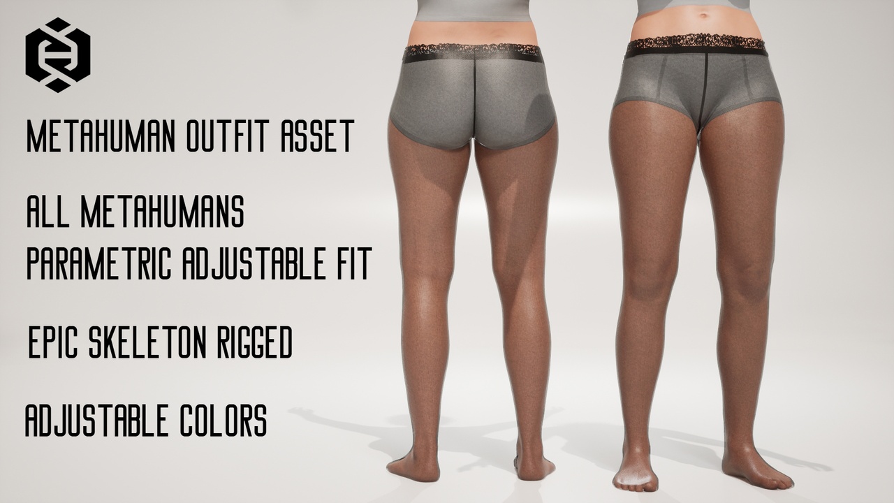 Media 1 for listing Pantyhose - 12 - Parametric - Metahuman - MHPKG outfit - MH Rigged