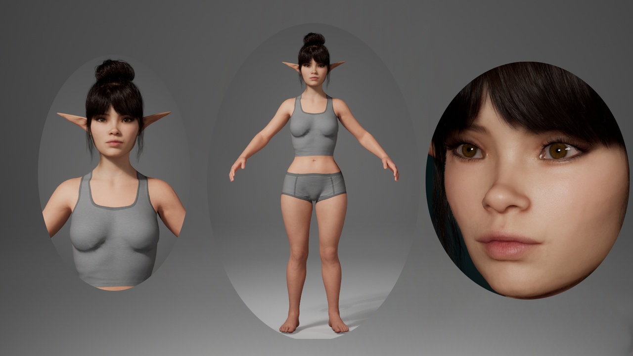 Media 1 for listing Editable Metahuman Short Elf - Hill.With hair, no clothing included.