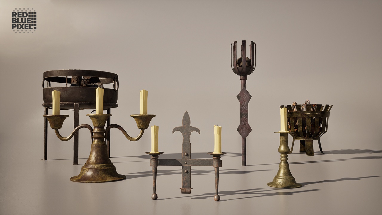 Media 1 for listing Medieval Torches And Candle Sticks