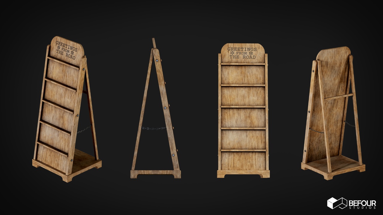 Media 1 for listing Wooden Postcard Stand - PBR Game Ready
