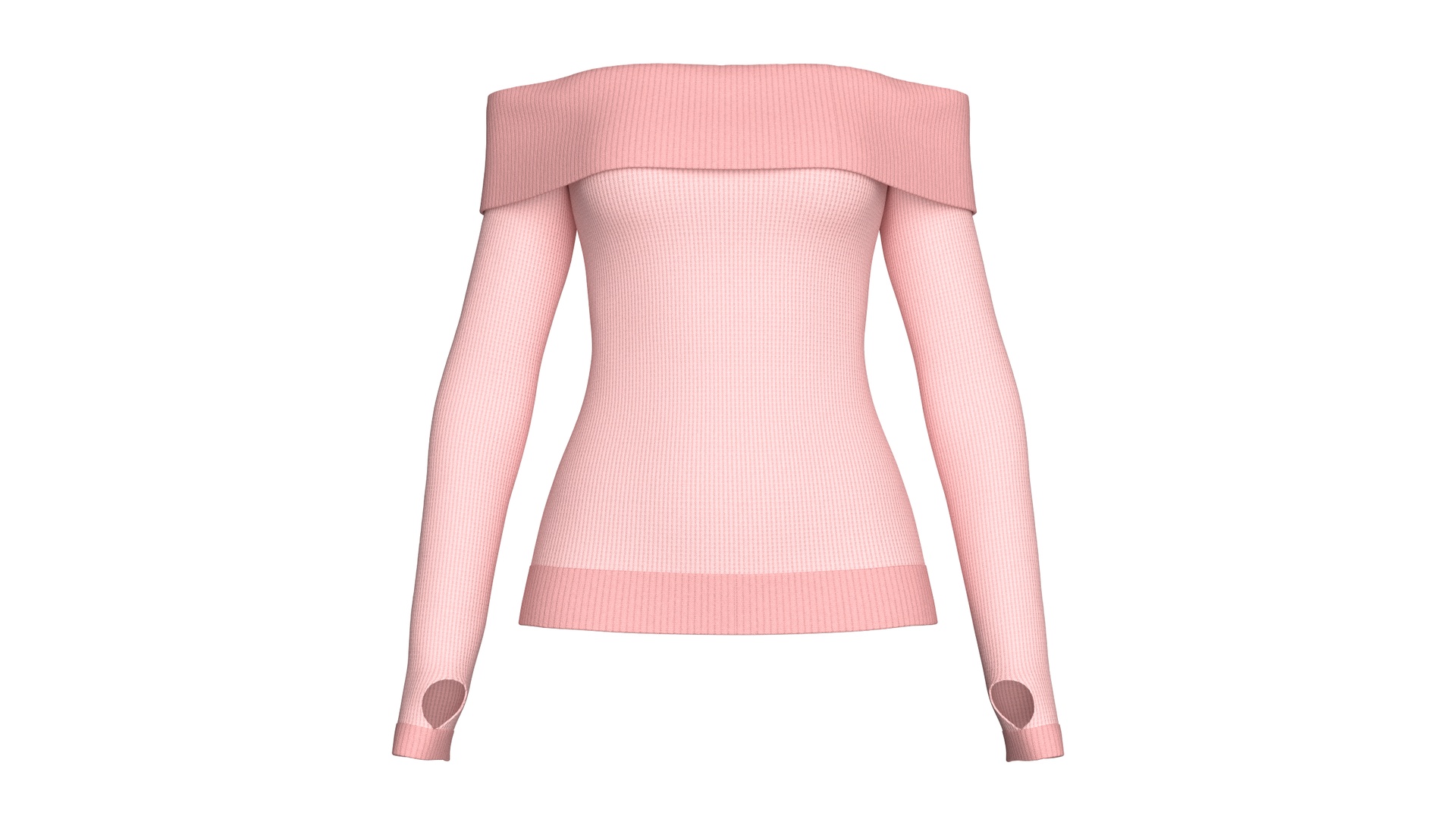 Media 1 for listing Girls Off - Shoulder Ribbed Thumbholes Sweater | High Poly