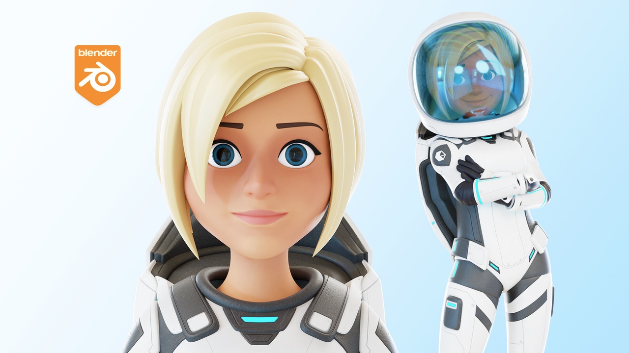 Media 1 for listing Cartoon Female Astronaut Rigged