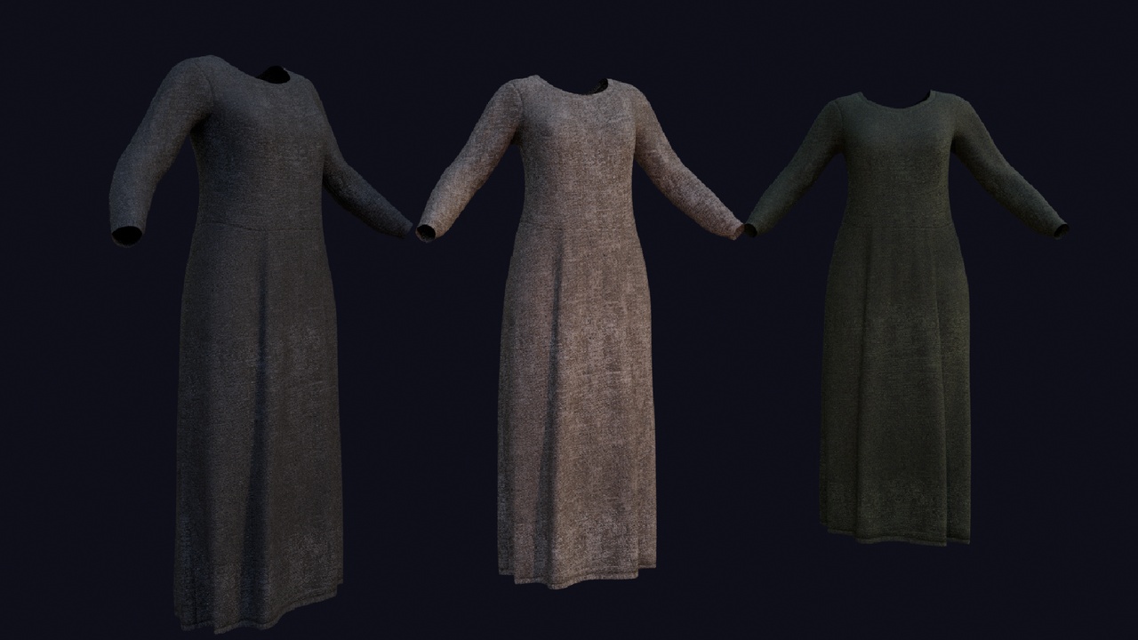 Media 1 for listing Medieval Long Sleeve Female Dress (Metahuman)