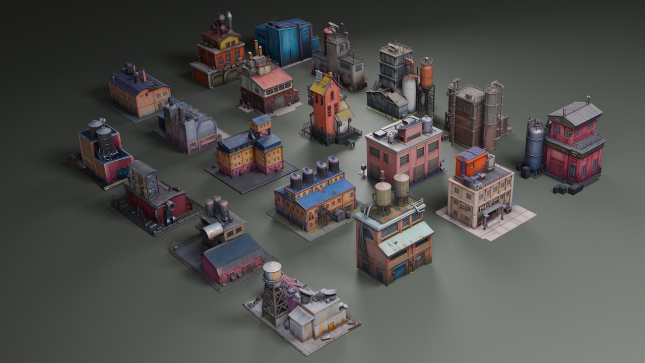 Media 1 for listing 🏭 Stylized Industrial Architecture Set 2