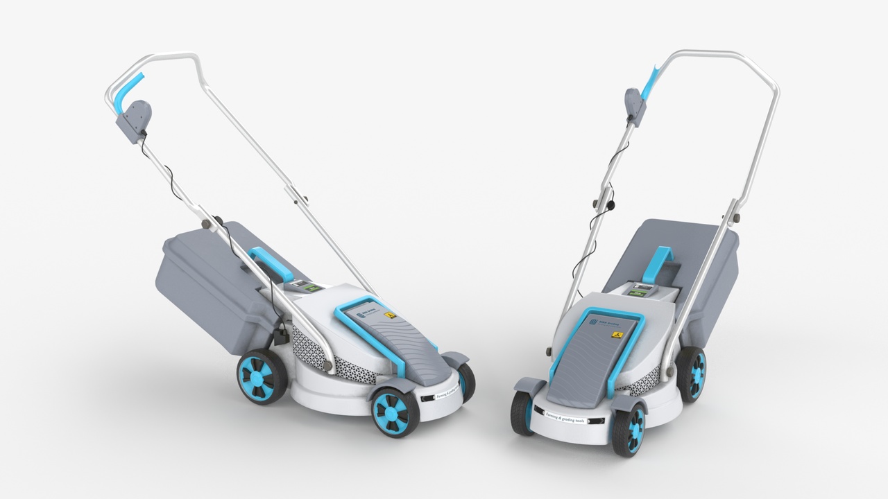 Media 1 for listing Electric White Lawn Mower with Grass Collector