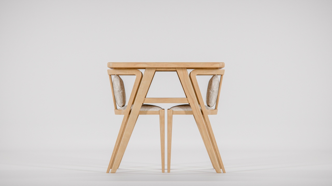 Media 1 for listing Bistro Dining Set Wood and Fabric