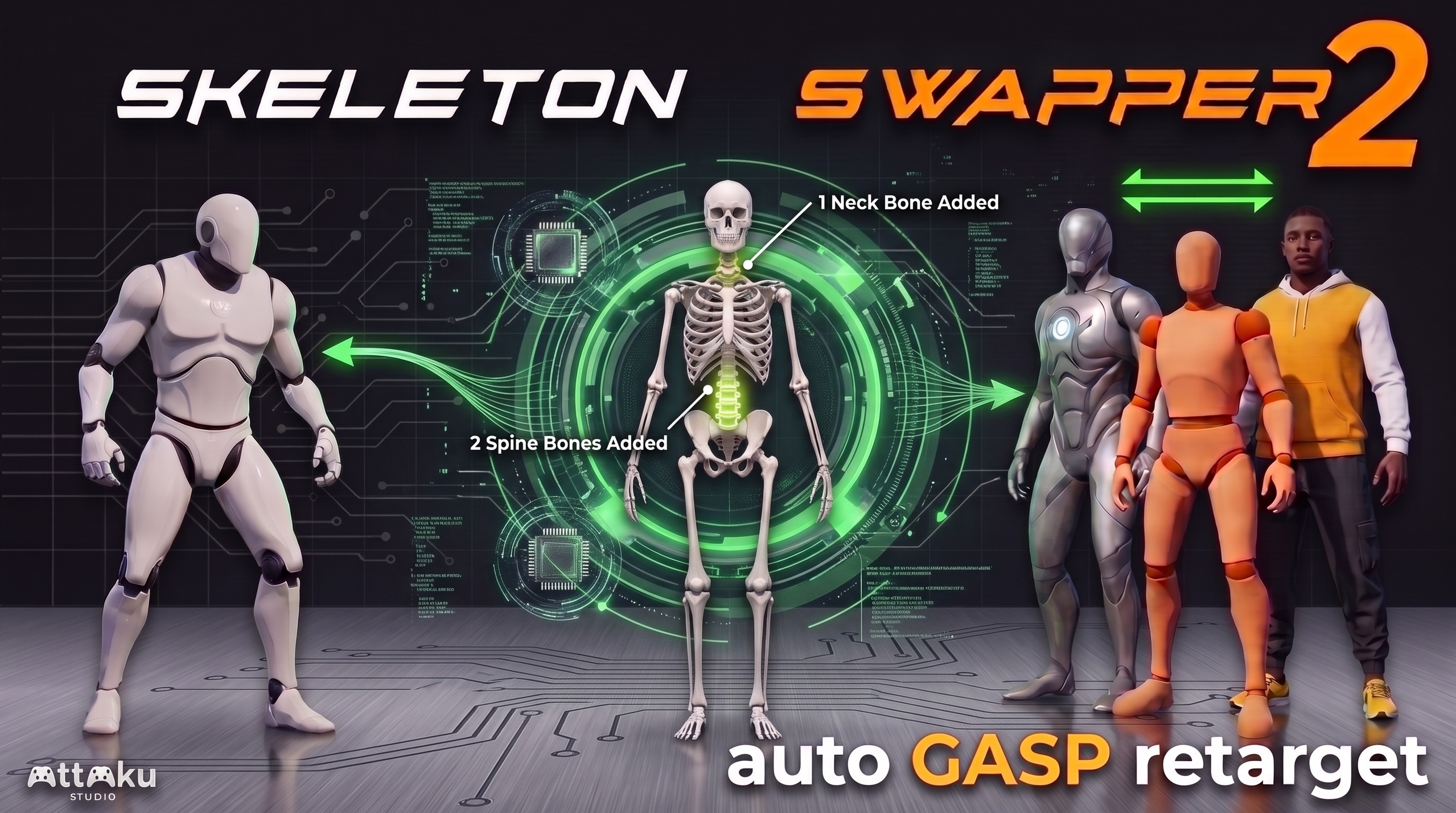Media 1 for listing Skeleton Swapper UE4 to UE5 / UEFN/ MTH / Auto GASP retarget / character replace