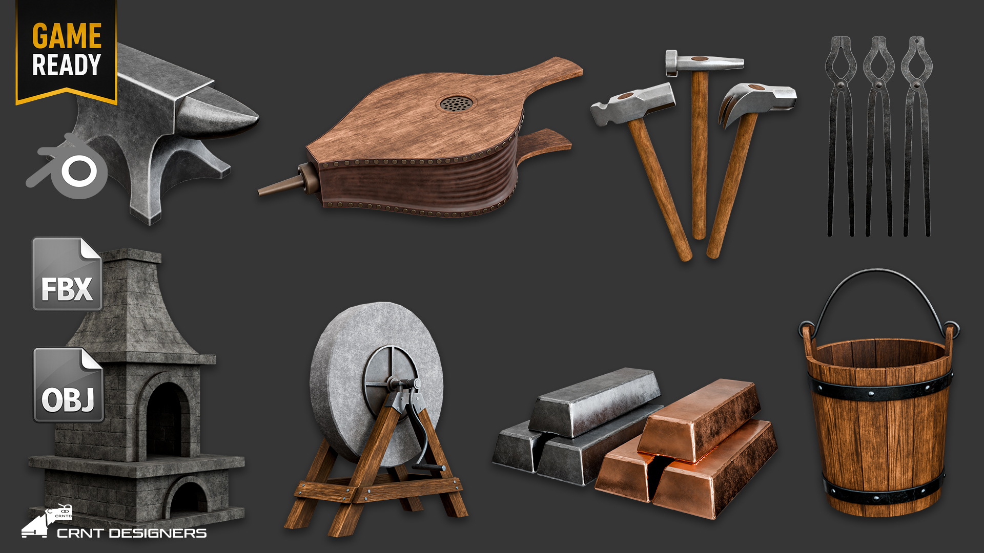Medieval Blacksmith Workshop Prop Pack | Fab