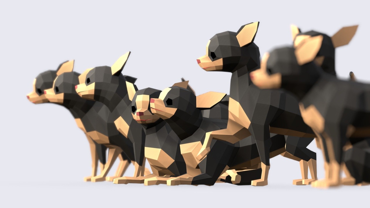 Media 1 for listing Low Poly Chihuahua Dog