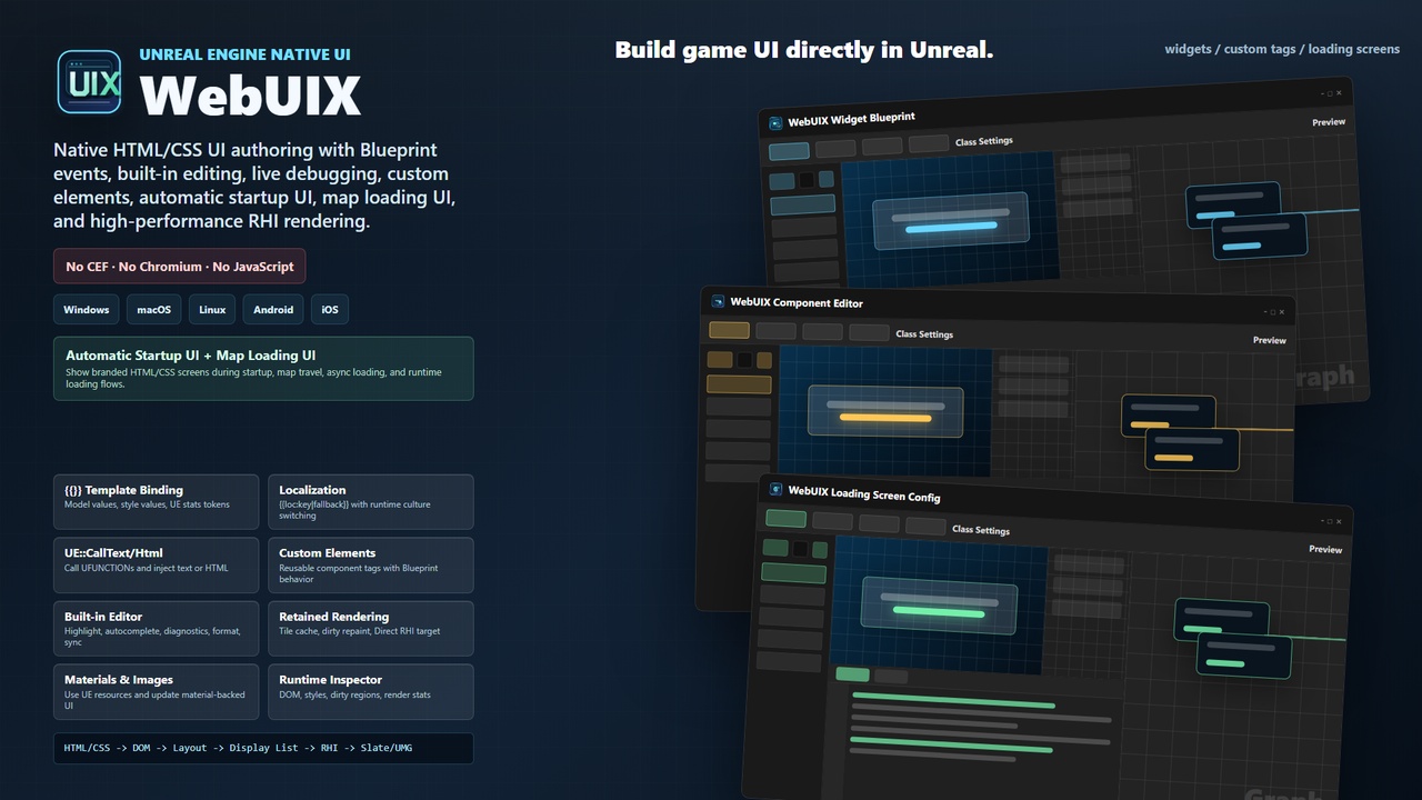 Media 1 for listing WebUIX - Native HTML/CSS UI for Unreal Engine
