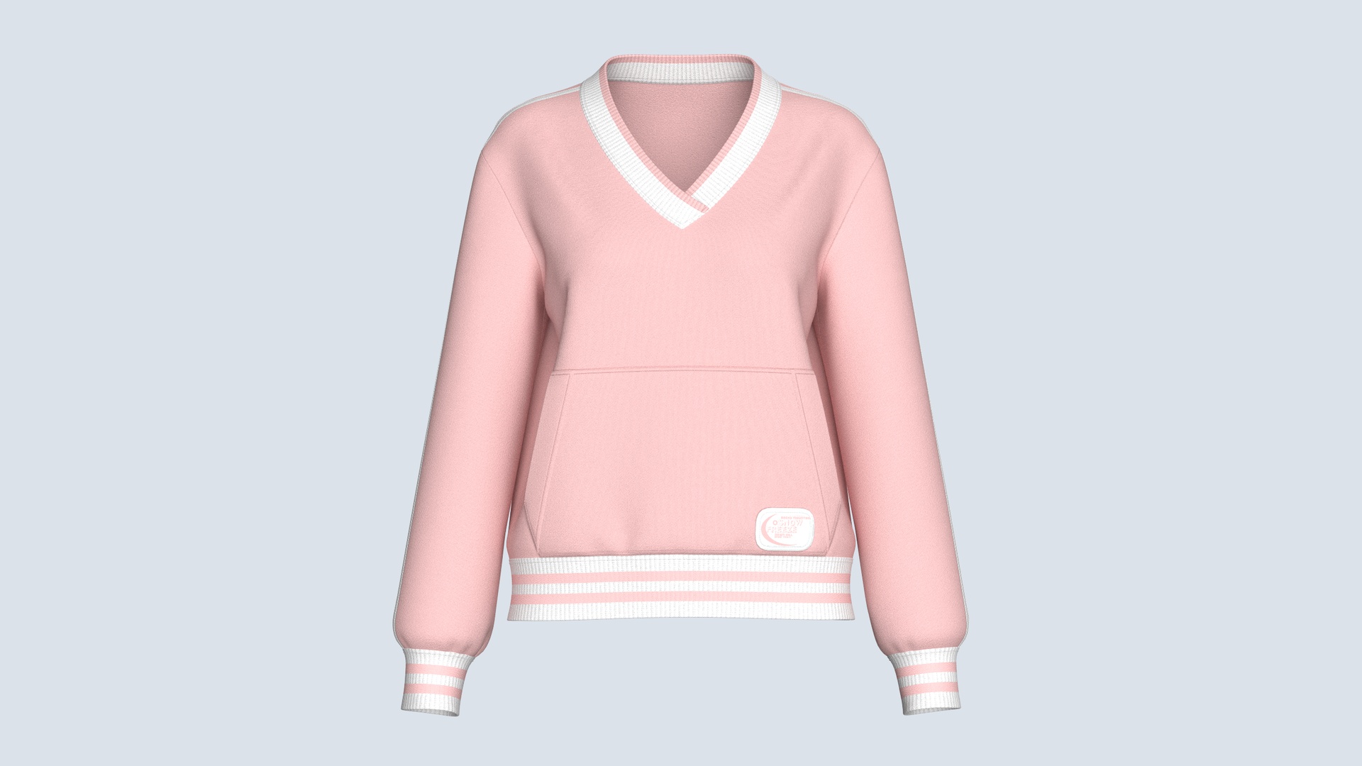 Media 1 for listing Girls Pink V-Neck Striped Sweatshirt | High Poly