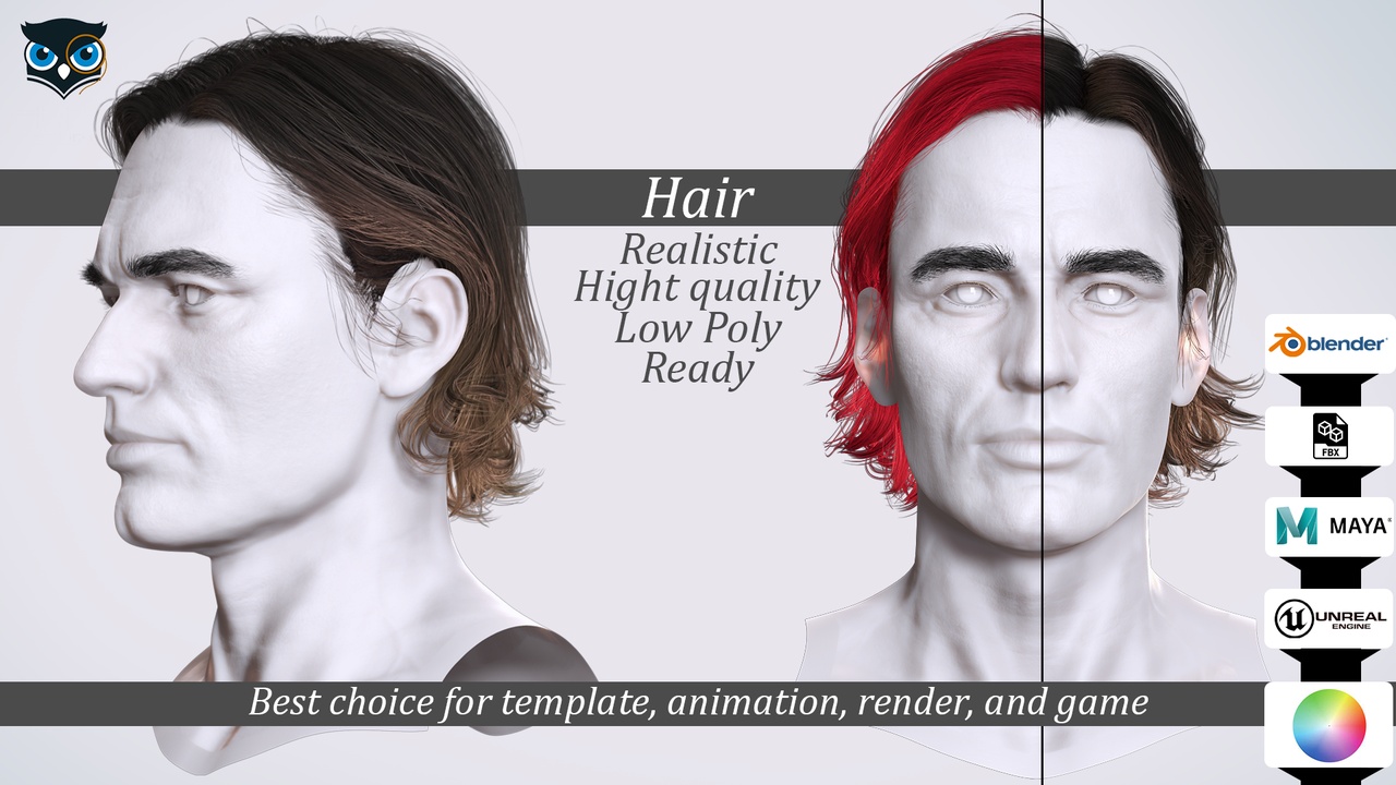 Medios 1 para el artículo Relaxed Shoulder Hair - Premium 3D Character Hair