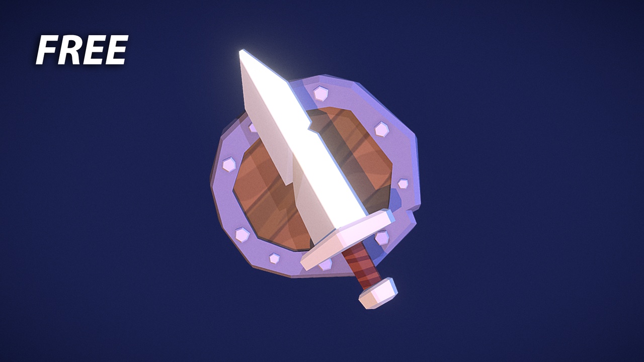 Media 1 for listing FREE Stylized Sword & Shield