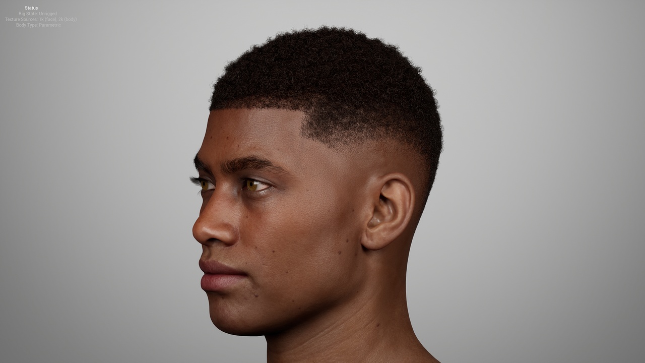 Media 1 for listing Short Coily Afro Mid Skin Fade Groom for MetaHuman