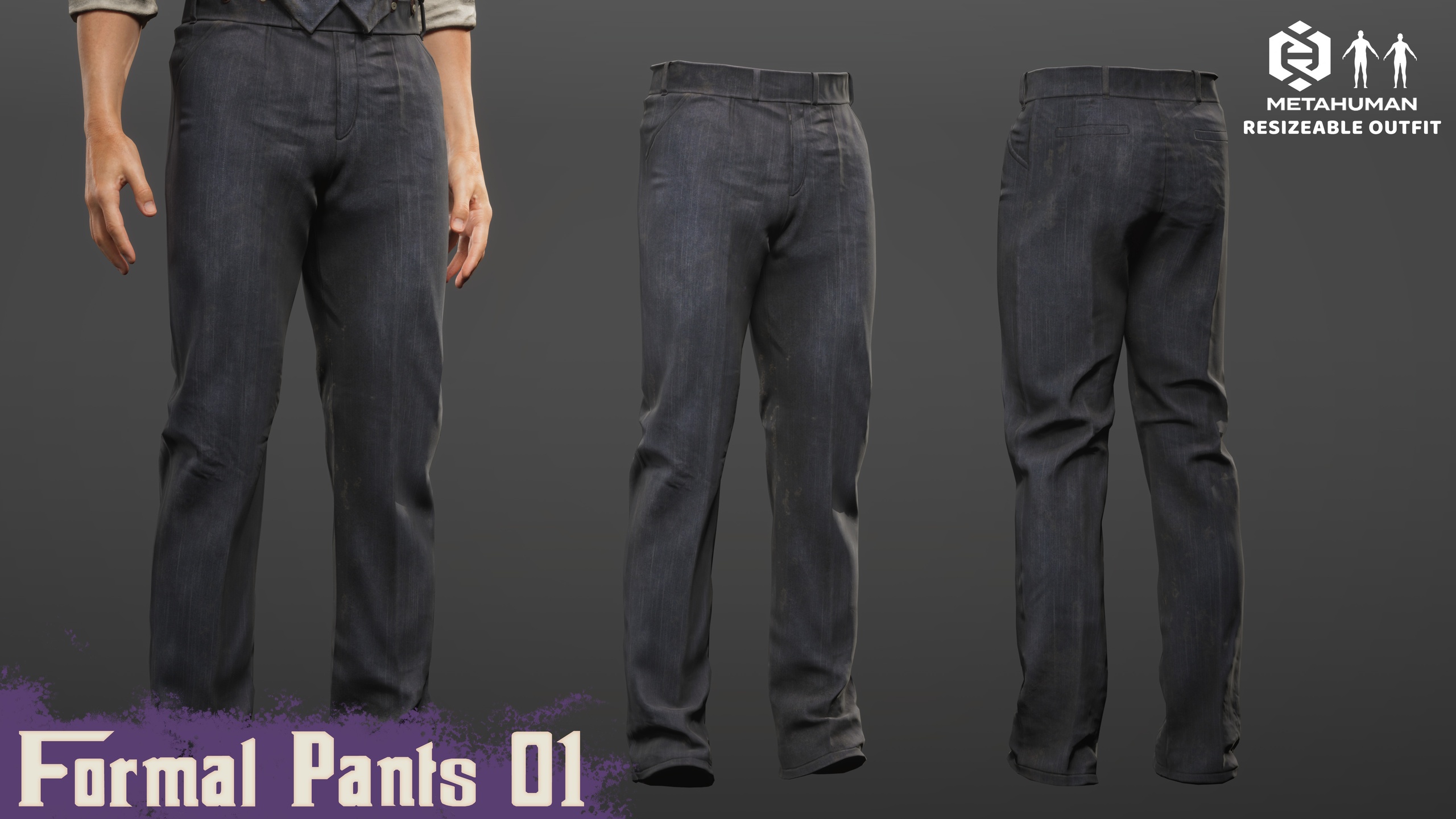 Media 1 for listing 01_Formal Pants - MetaHuman Resizable Outfit