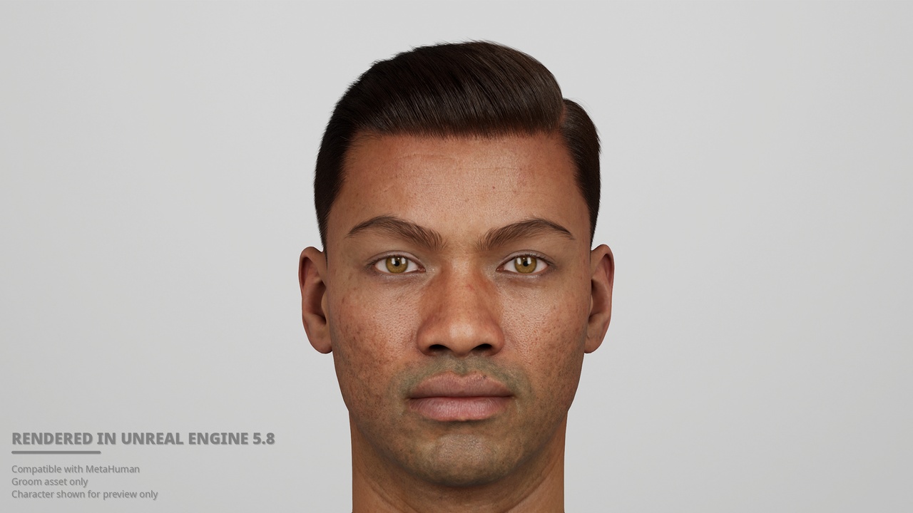 Media 1 for listing Hard Part Slick Back with Mid Skin Fade Groom for MetaHuman