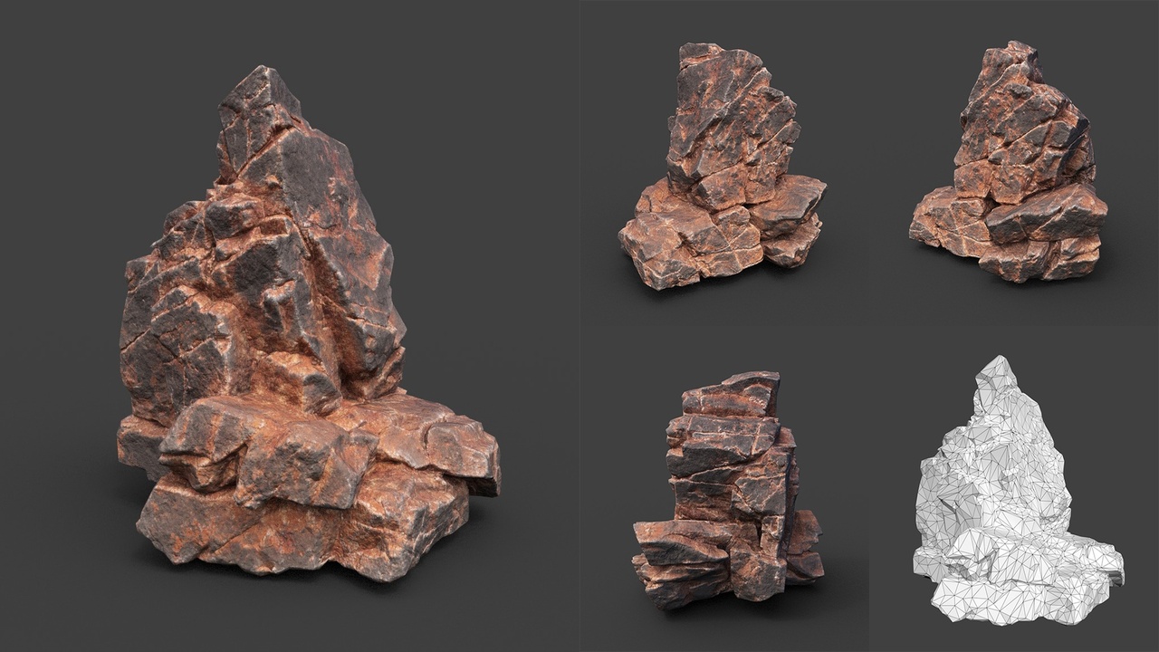 Media 1 for listing Low poly Desert Cracked Rock 220124