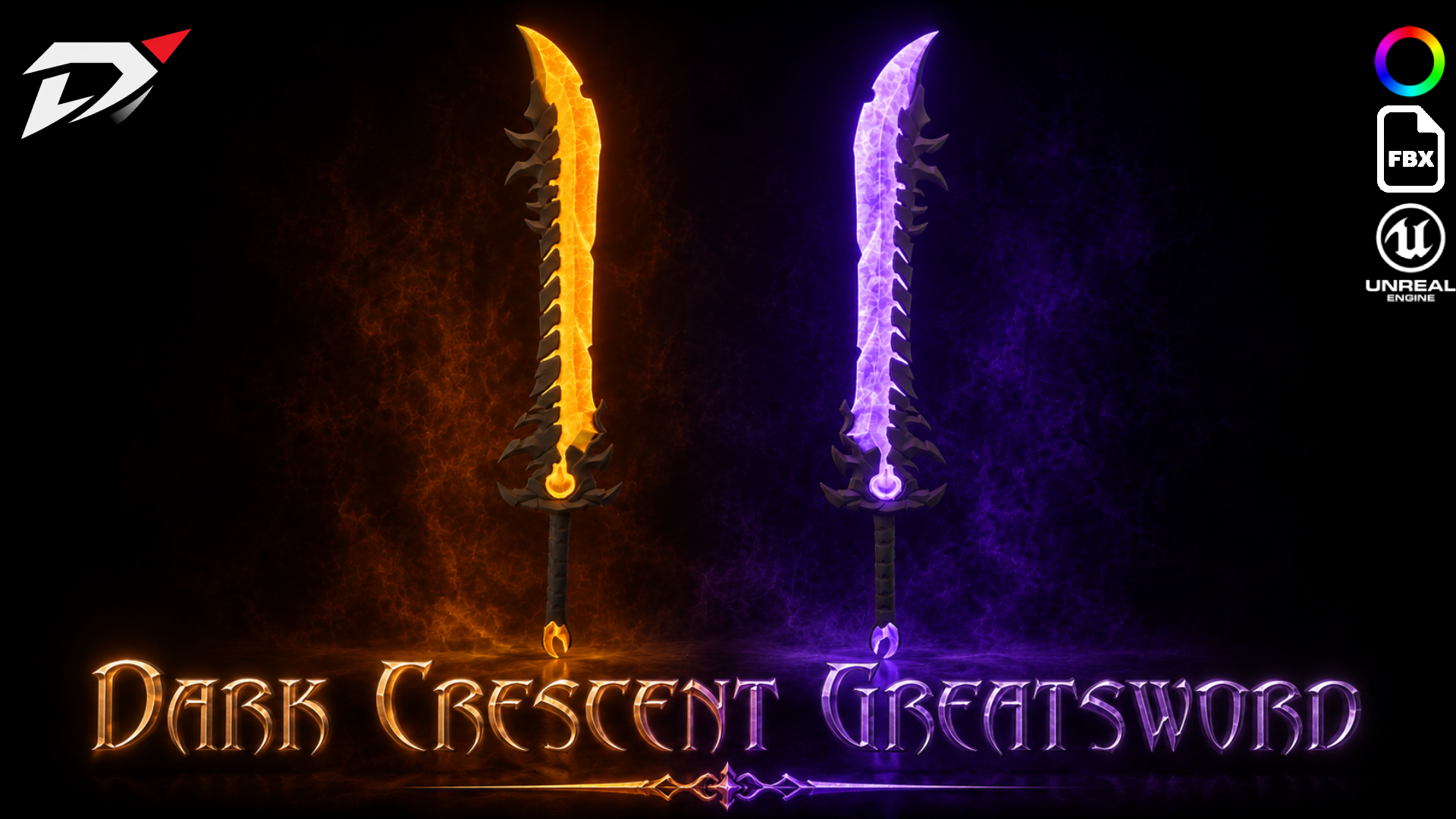 Dark Crescent Greatsword | Stylized Game Ready Weapon | Fab