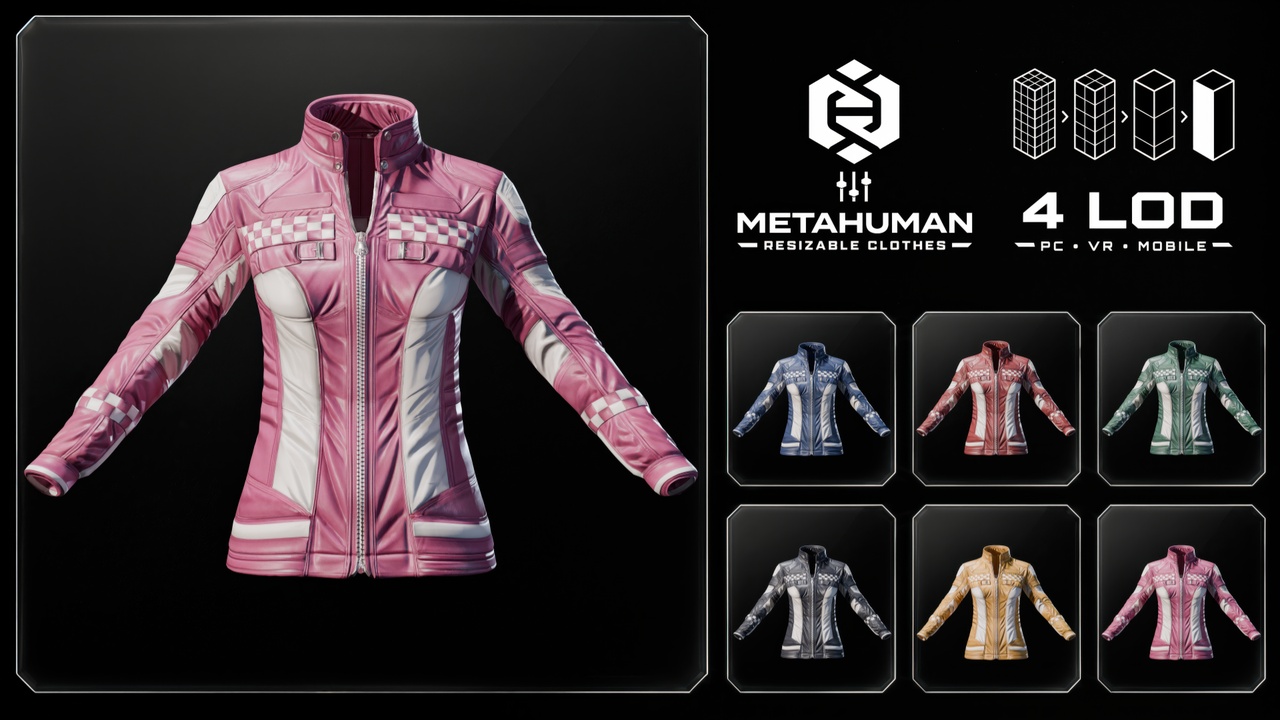 Media 1 for listing Female Stylish Police Motorist Jacket – Parametric MetaHuman Outfit