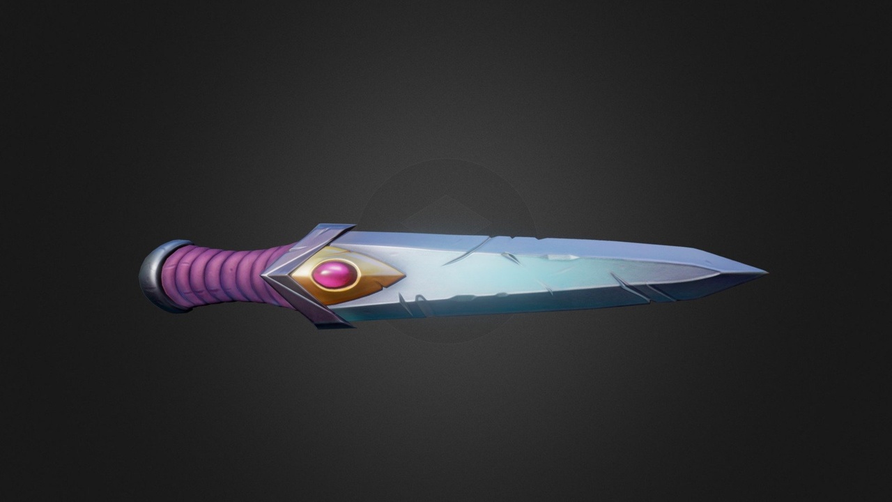 Media 1 for listing Golden_Wedged_Dagger_with_Ruby_Lowpoly