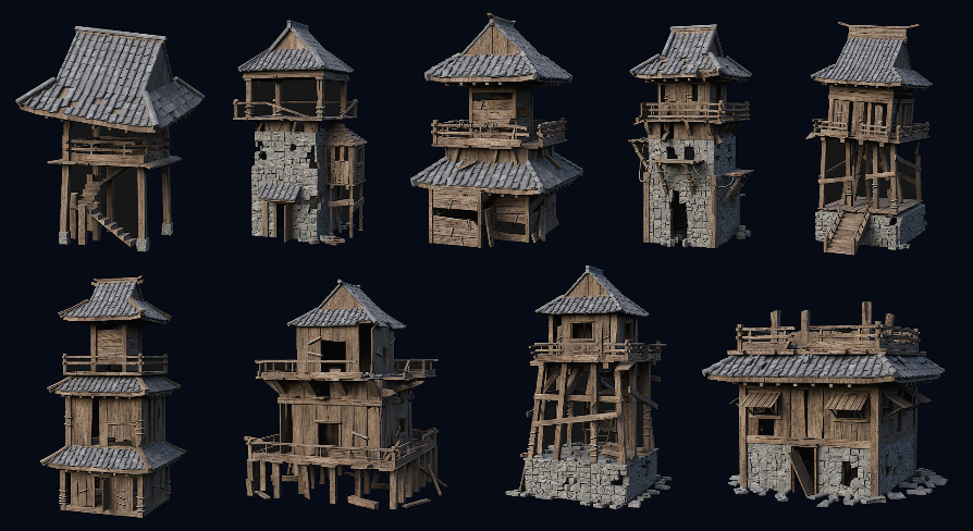 Ruined Japanese Towers | Fab