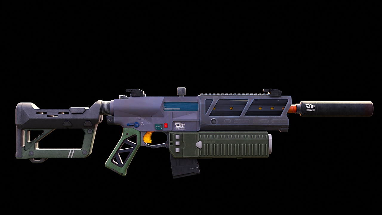 Media 1 for listing Futuristic Tactical Carbine 3D Model | Sci-Fi Assault Rifle | Game Ready | PBR