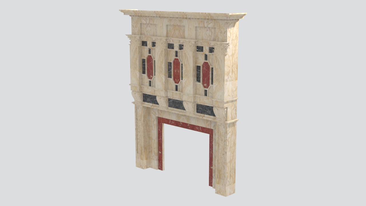 Media 1 for listing European Marble Feature Wall with Archway and Red Accents 3D Model