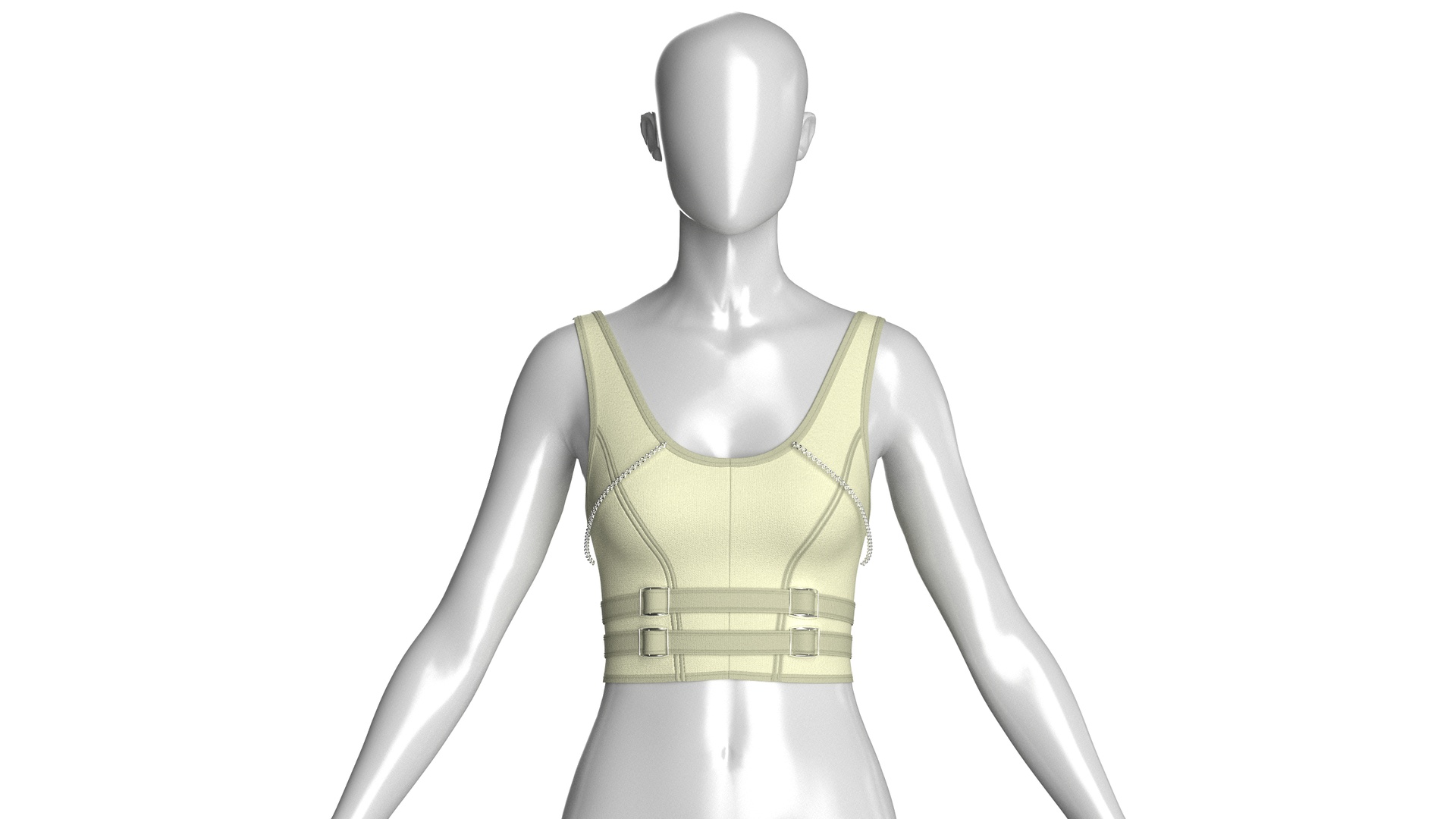 Media 1 for listing Girls Crop Top With Dual Buckles | High Poly