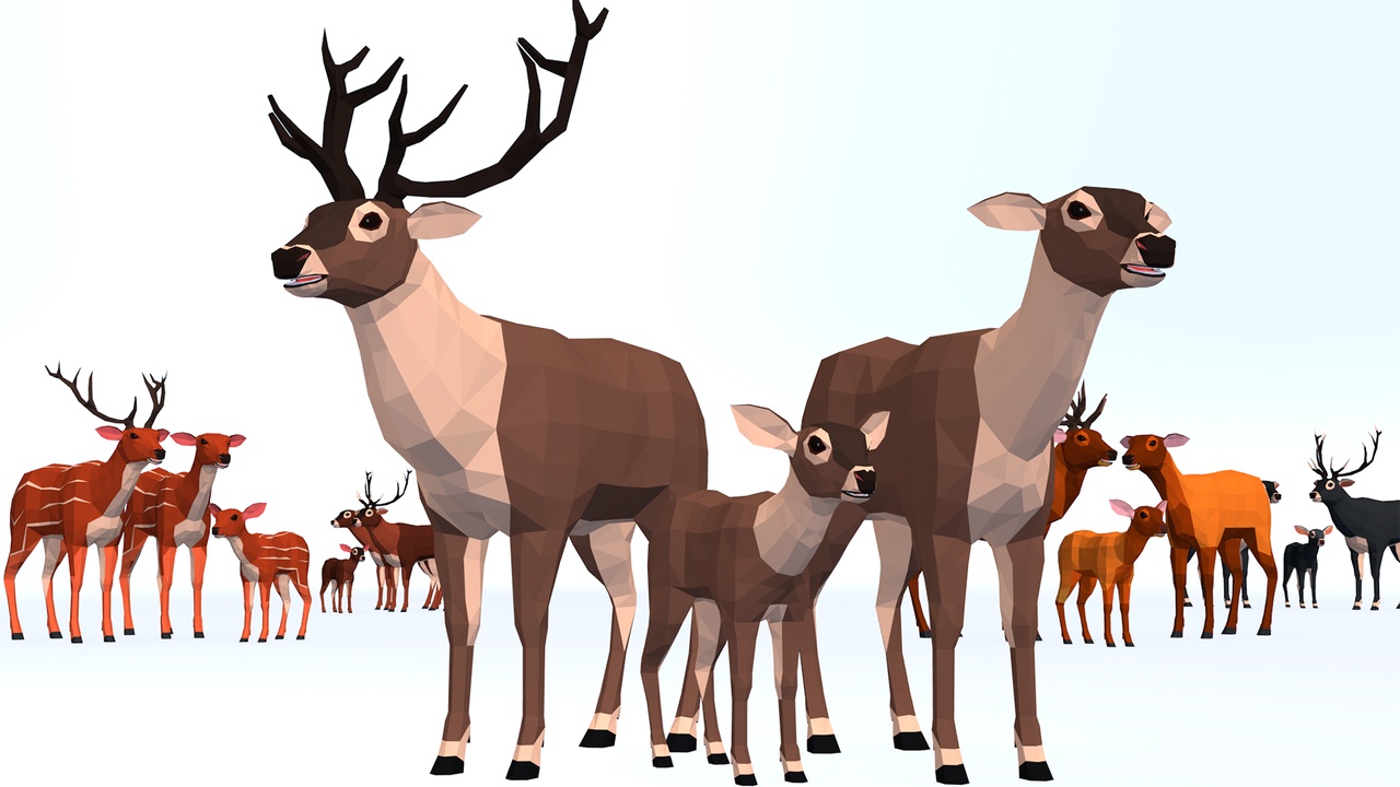 LowPoly Deer Family 제품 등록을 위한 미디어 1개