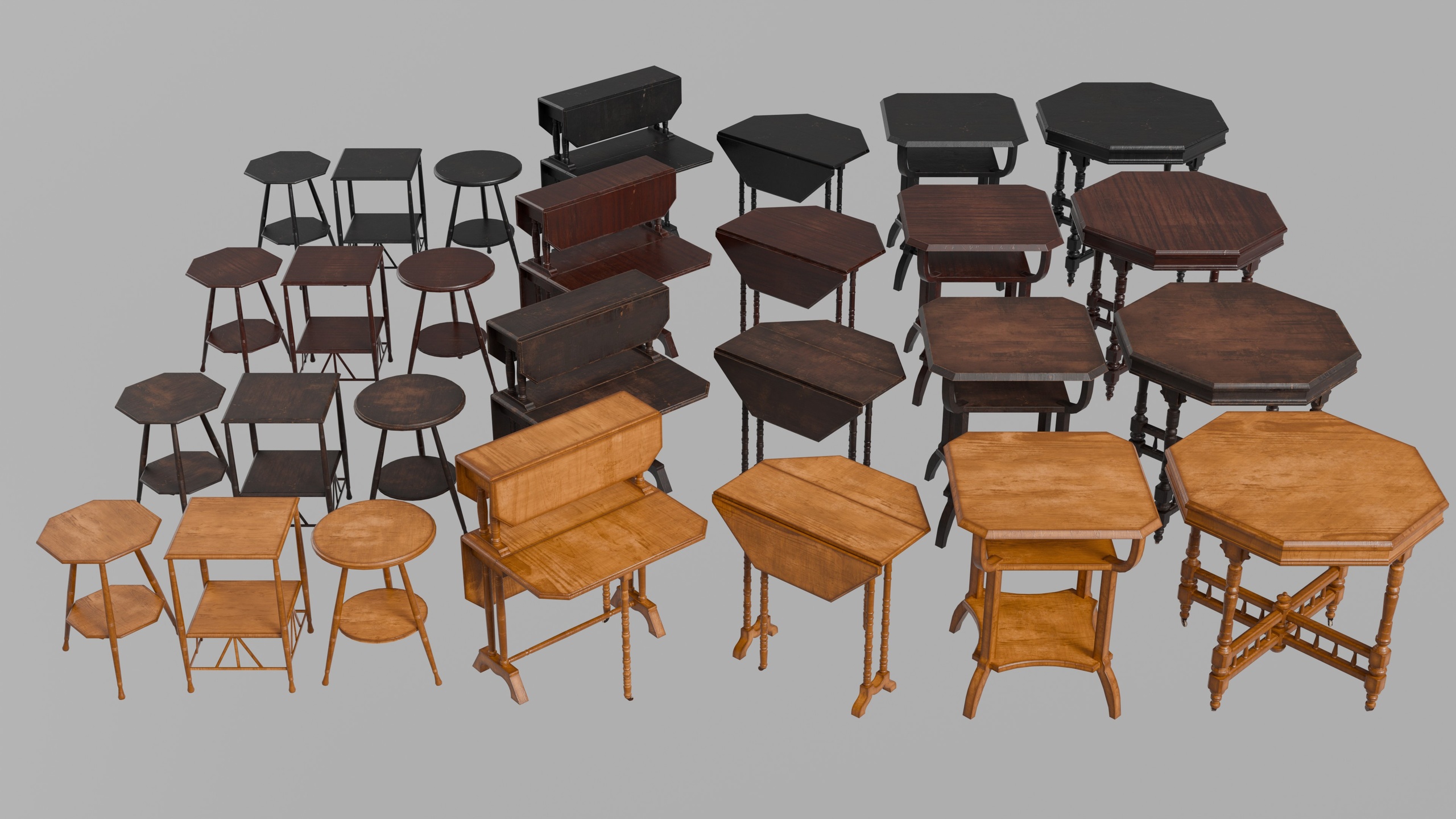Media 1 for listing Victorian Table Collection Pack 7 Antique Wooden Tables