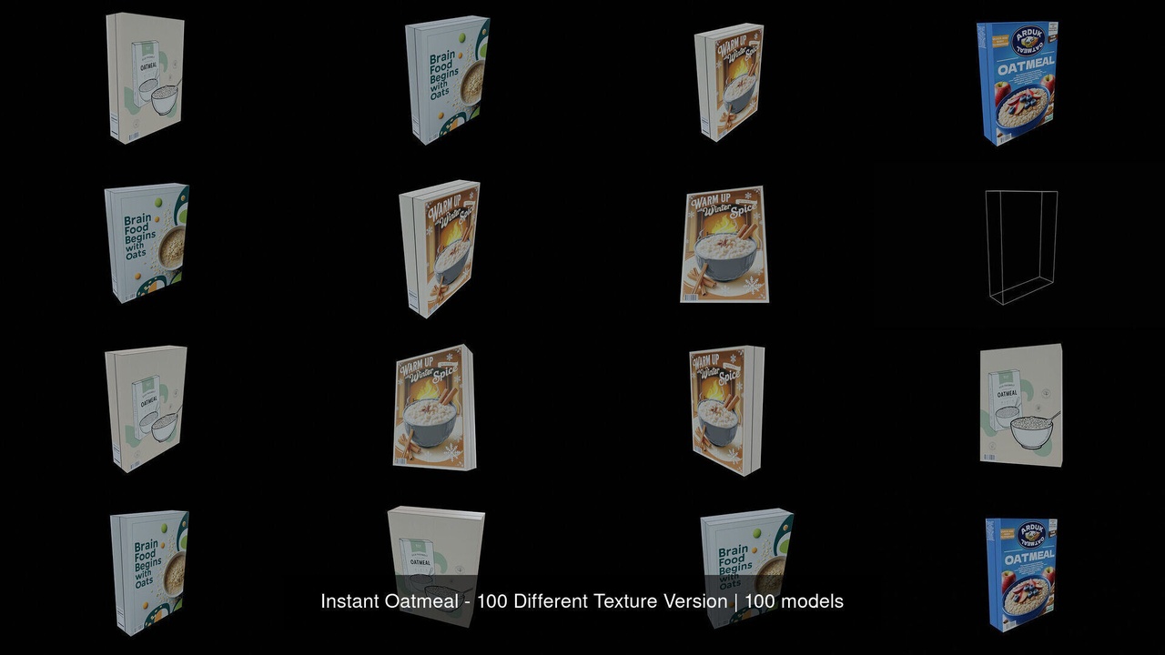Media 1 for listing Instant Oatmeal - 100 Different Texture Version 3D Model Collection