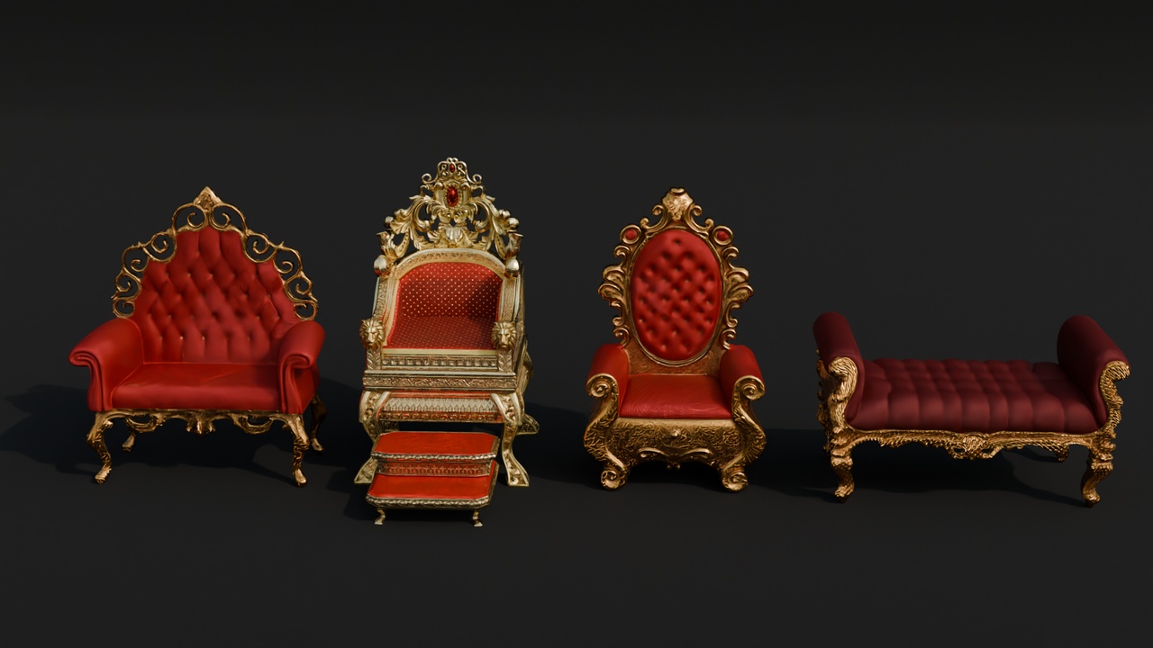 Media 1 for listing Royal Throne Chair Collection | Luxury Palace Furniture Pack