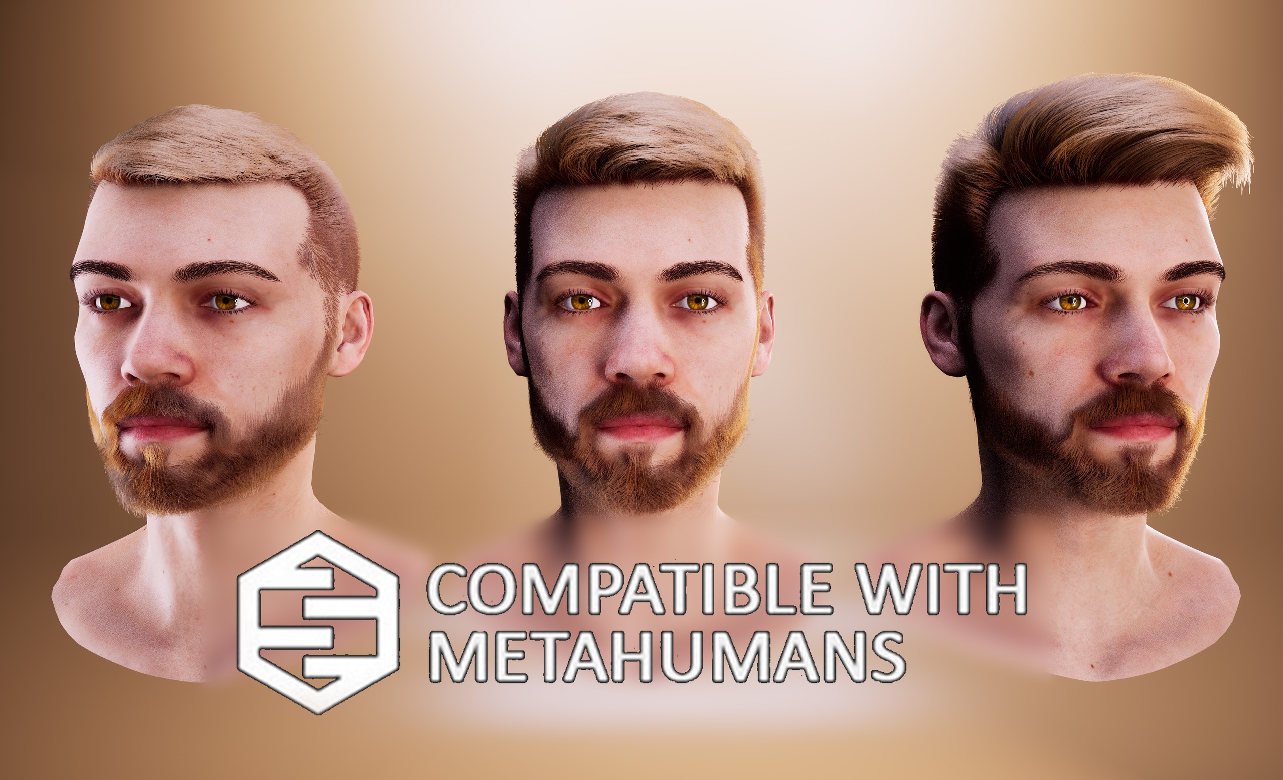 Media 1 for listing Real-time Triple SidePart Pompadour Groom Hair For Metahuman