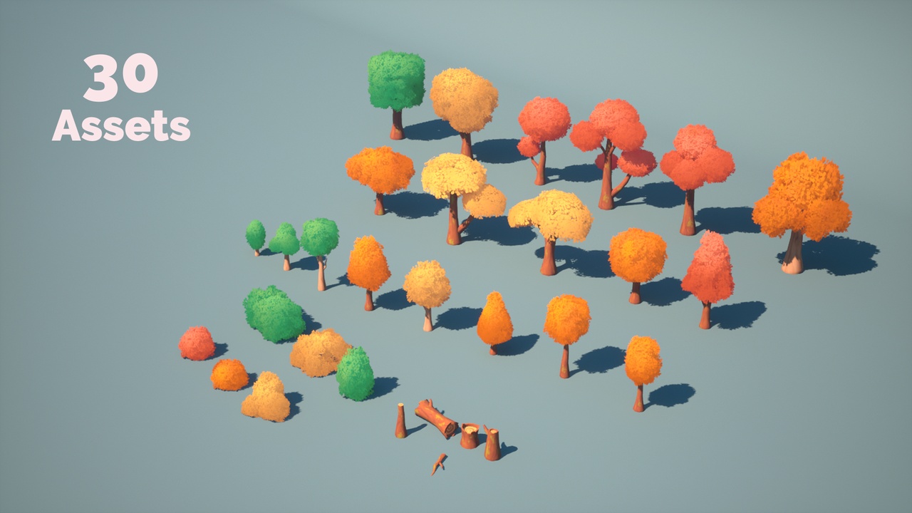 Media 1 for listing Stylized Trees -  3D Models Pack