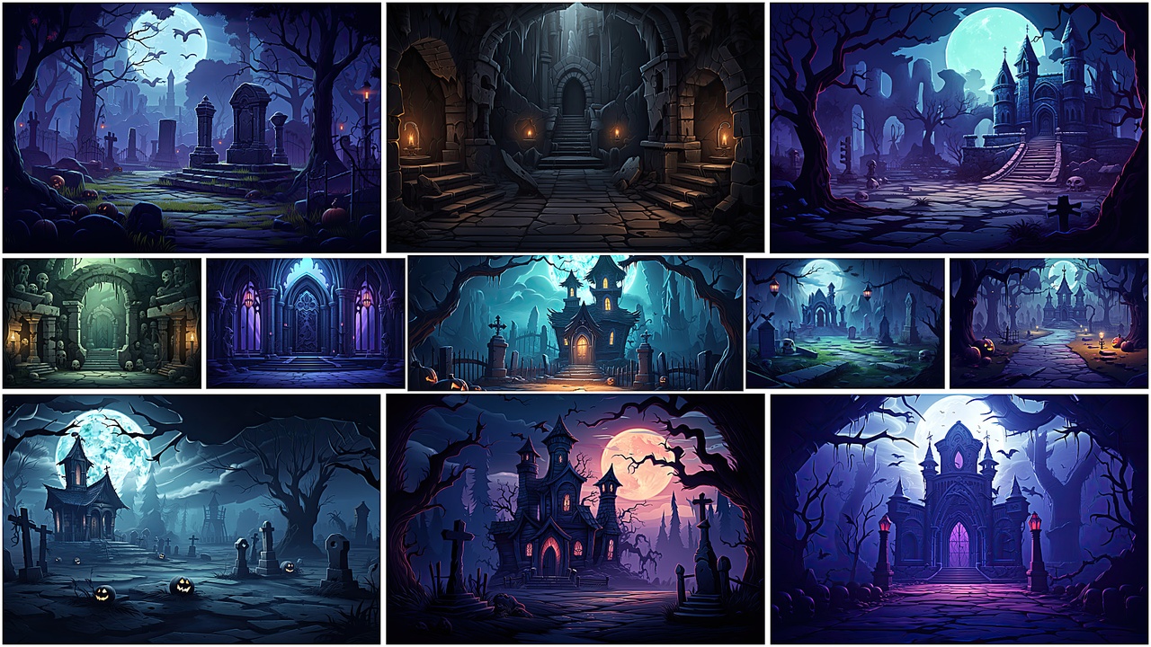 Media 1 for listing BACKGROUND - Stylized Graveyard 1