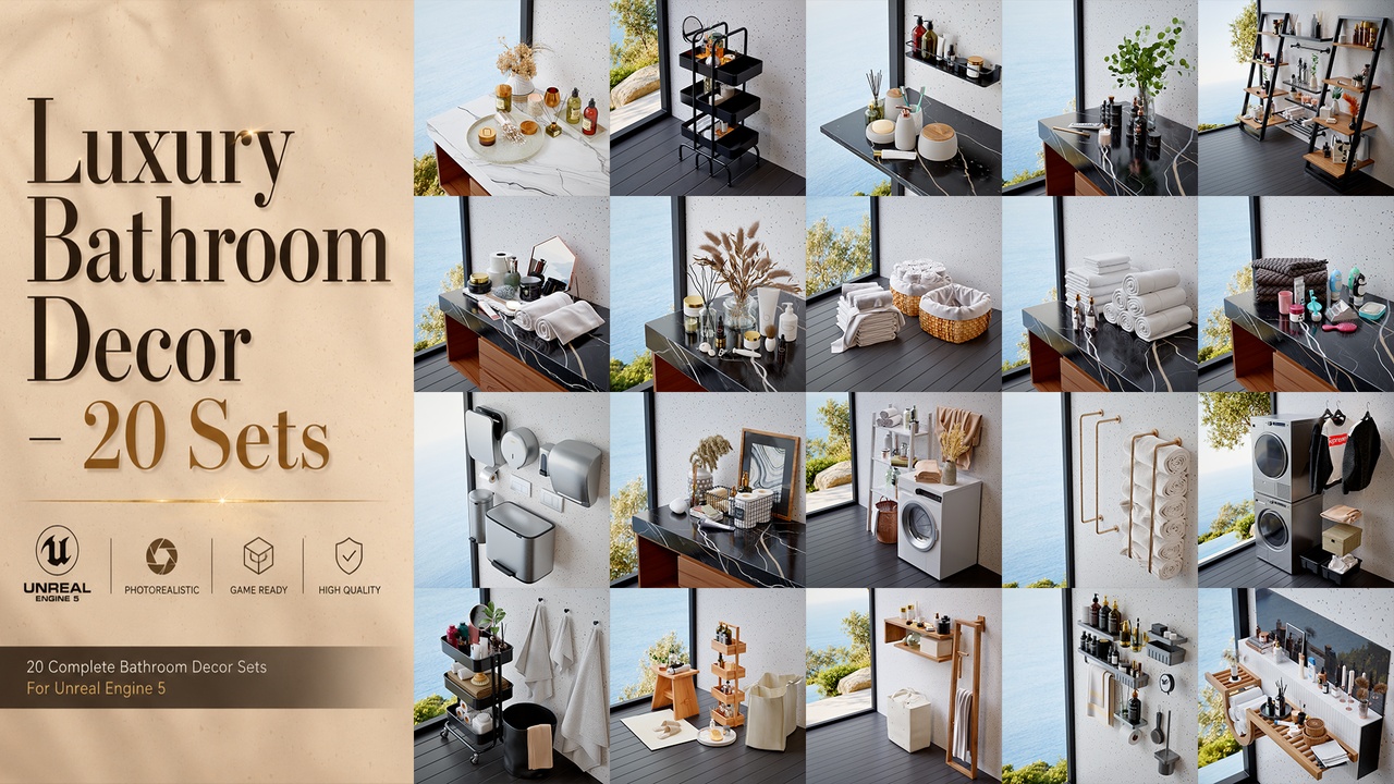 Media 1 for listing Luxury Bathroom Decor Collection 01 – 20 Complete Sets