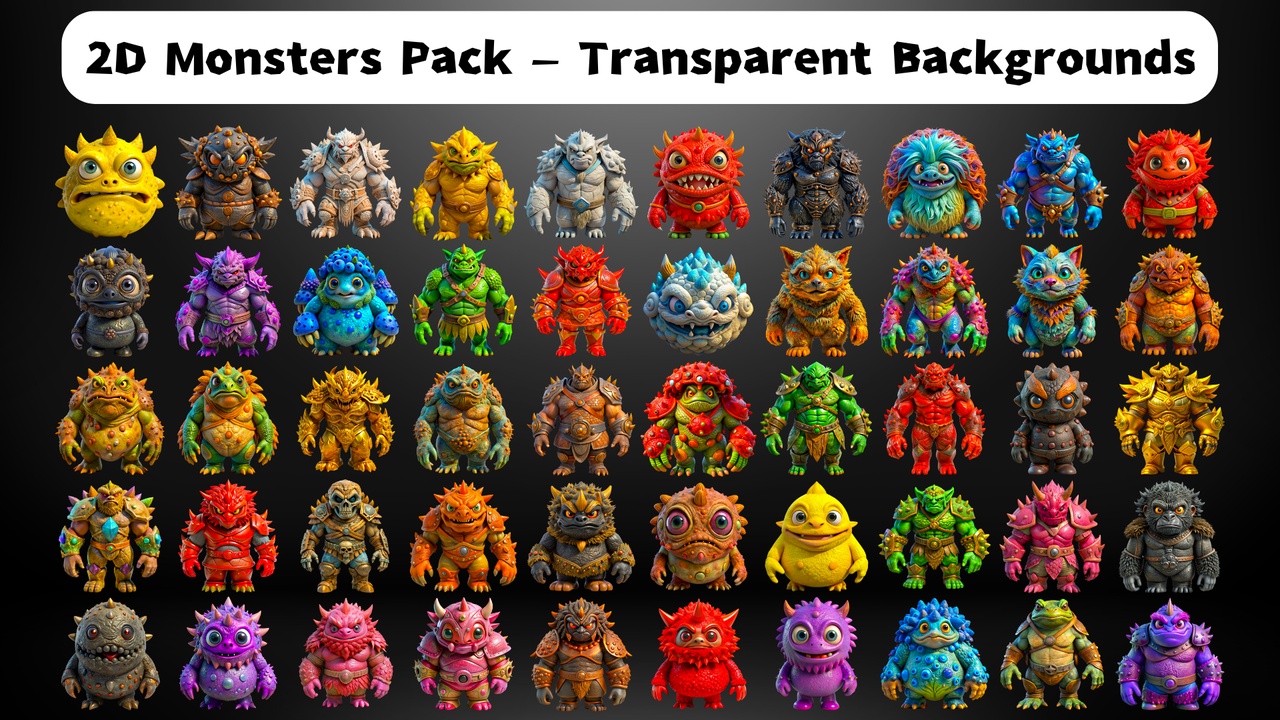 Media 1 for listing 2D Monsters Pack - Transparent Backgrounds