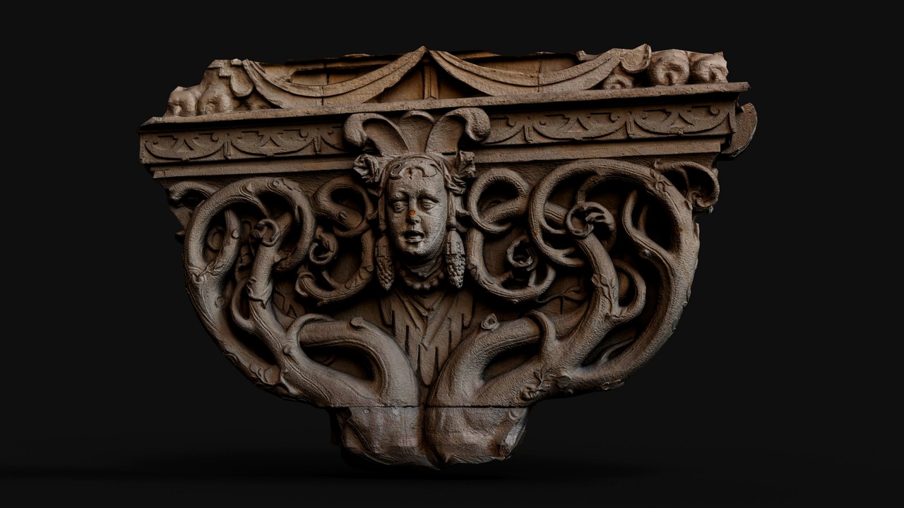 Media 1 for listing ancient column capital stone ornament PBR photogrammetry