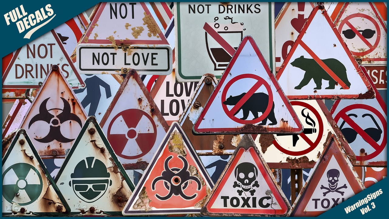 Media 1 for listing Warning signs decals Vol. 3