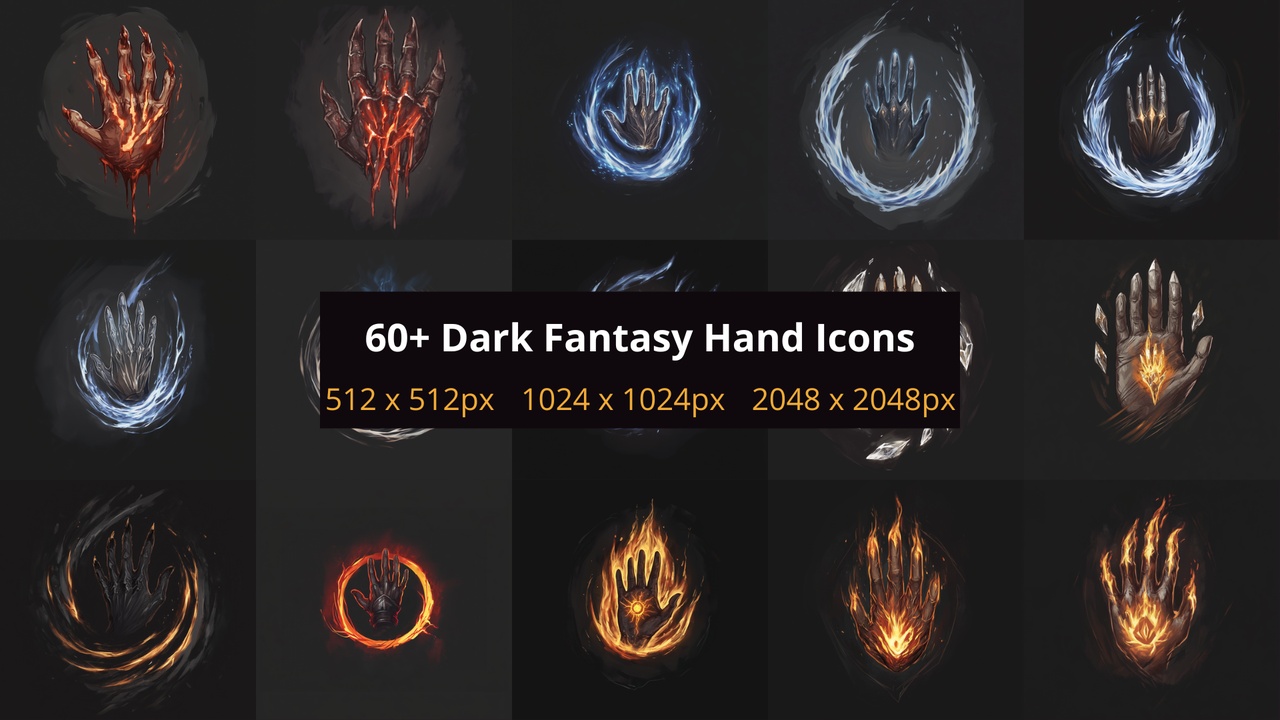 Media 1 for listing 60+ Dark Fantasy Hand Icons 01